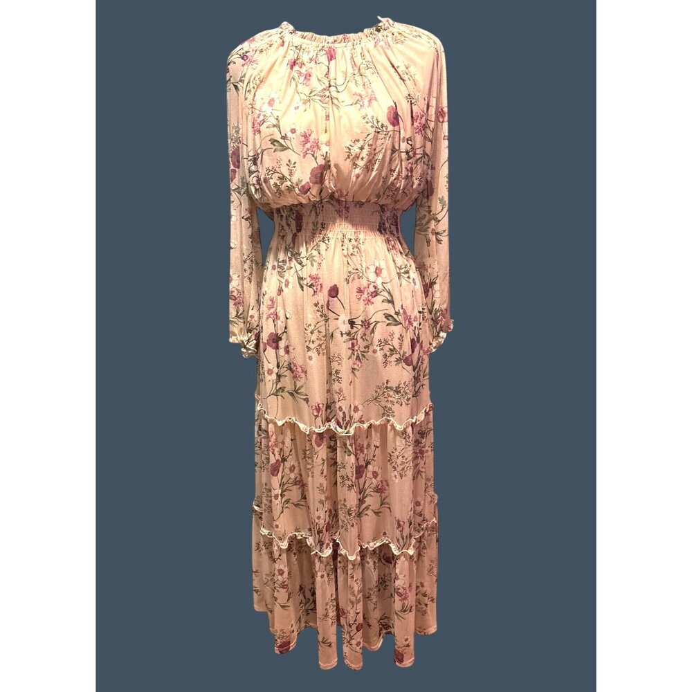 Kate & Lily Floral Maxi Dress Tiered 14W Cottage Prairy Core Romantic Chiffon
